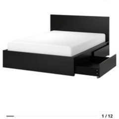 IKEA MALM ダブルベッド　ブラックブラウン