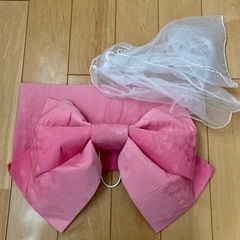 【値下げしました】浴衣用ピンク結び帯セットの画像