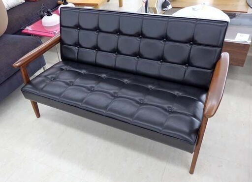 北海道 千歳市/恵庭市 状態良好!!カリモク家具 カリモク60 Kチェア2シーター W36173BWK スタンダードブラック 2Pソファ ベンチソファ 2人掛け