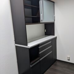 キッチンボード ダークブラウン 幅140cm 高さ207cm 奥...