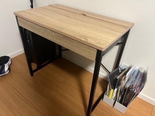 USB×コンセント付き パソコンデスク　オーク