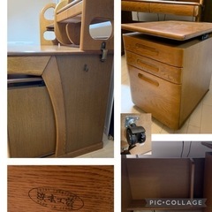 早期引き渡し可能でお値下げ　美品　浜本工芸　学習机　4点セット　の画像