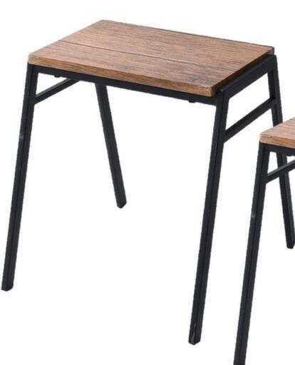 山善 チェア 椅子 スタッキング スツール \n幅41.5×奥行44×高さ46cm 角型 アンティーク調 完成品 アンティークブラウン/ブラック