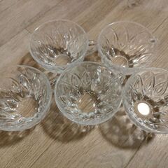 レトロ カットガラス  カップ 5脚の画像