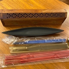 【譲ります】木製・陶器お香立て お香 ライターの画像