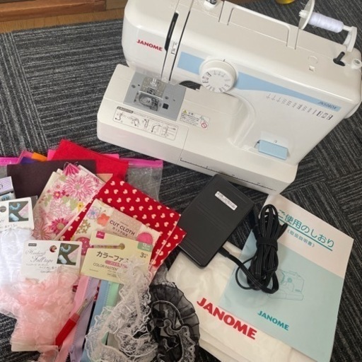 JANOME 電動ミシン 「両手が使えるフットコントローラータイプ」 JN508DX  ハギレ等布などセット
