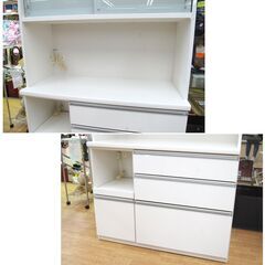 松田家具 レンジボード 幅117×奥行49×高さ197.5cm ホワイト 白 キッチン収納 食器棚 大容量 札幌市 清田区 平岡 松田家具 レンジボード 幅117×奥行49×高さ197.5cm ホワイト 白