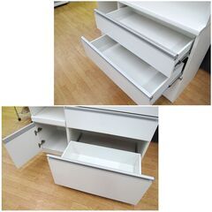 松田家具 レンジボード 幅117×奥行49×高さ197.5cm ホワイト 白