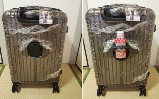 未使用スーツケース美品Mサイズ TSAロック搭載コーナーパッド付 スプリング付ダブルキャスター