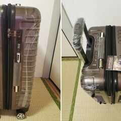 未使用スーツケース美品Mサイズ TSAロック搭載コーナーパッド付 スプリング付ダブルキャスターの画像