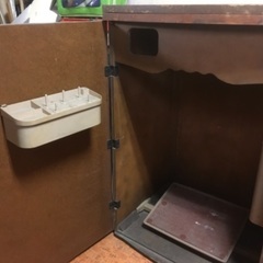 アンティーク☆昔のミシンの台　木製　拡張テーブル付　キャビネット　収納　昭和レトロの画像