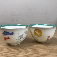 2305-032 香蘭社 月ごよみ・湯呑2個セット 現状お渡し