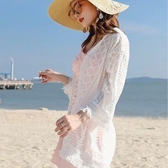 水着　体型カバー　羽織　ビーチウェア ビキニカバー ビキニブラウス パレオ水着 ビーチドレスの画像