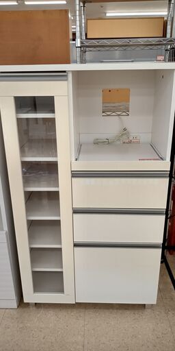★ジモティ割あり★  レンジ台 白 H130×D41×W74.5 クリーニング済み TJ575