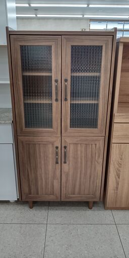 ★ジモティ割あり★  食器棚 焦げ茶 H120×D40×W58 クリーニング済み TJ576