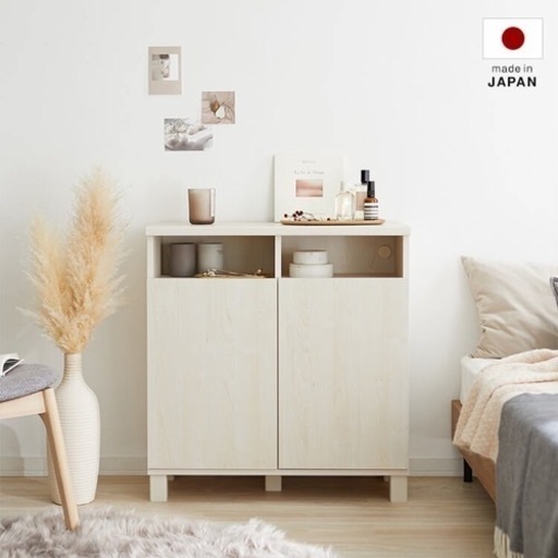 16,990円→5000円【LOWYA】サイドボード  キャビネット 木製 木目調 チェスト ラック 収納ボックス 日本製