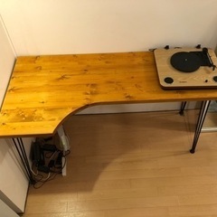 LOWYA [幅140] L字デスク（ライトブラウン） 天然木 無垢材使用
