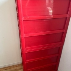 収納3段ケース　赤の画像