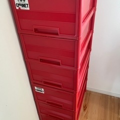 収納3段ケース　赤の画像