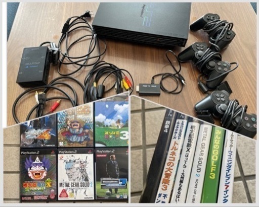 プレステ2 & ソフト6本 HDMIでテレビとつなぐ、アダプタ付き。
