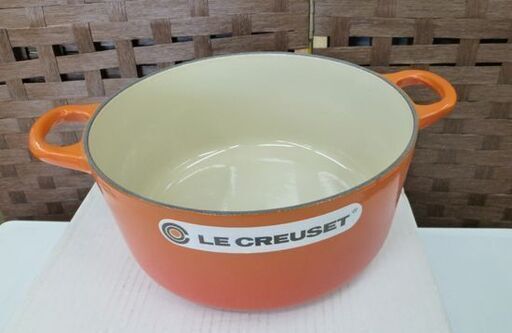 未使用 ルクルーゼ ココットロンド 両手鍋 22cm 3.3L オレンジ IH調理可能 LE CREUSET ホーロー鍋 調理器具 札幌市 北20条