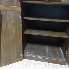 ■レンジ台 扉破損 キッチンカウンター 収納 棚 家具 木製 扉 アンティーク KG-AT-0023 DIY 木材 物置きの画像