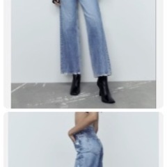 ZARA 女性 ミッドライズ ストレートロング丈ジーンズ ミッドブルーの画像