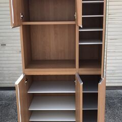 三幸ジャパン 木製 大型 靴箱 10段 シューズボックス 下駄箱 ミラー付