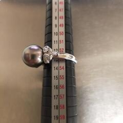 鑑別書付き Pt900 黒蝶真珠 パール ダイヤモンド リング 　プラチナ D0.16ct の画像