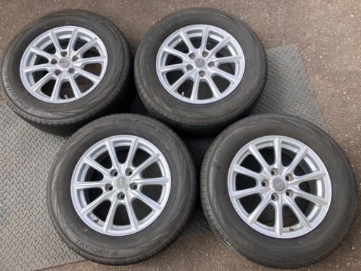 ヨコハマ ブルーアース 215/65R16 2020年製 社外アルミホイール付き バリ山 4本セット アルファード ヴェルファイア等