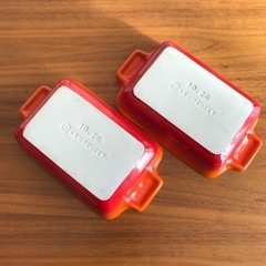 【ル・クルーゼ】グラタン皿(赤×オレンジ)の画像