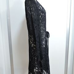 sainte neige サントネージュ 総レース ロングカーディガン 黒 ブラック サイズ11 肩パッド付きの画像