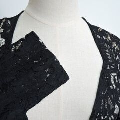 sainte neige サントネージュ 総レース ロングカーディガン 黒 ブラック サイズ11 肩パッド付きの画像