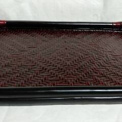 中古 福岡久留米 九籃 籃胎（らんたい）漆器 すかしトレイ お盆...