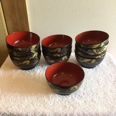 会津塗漆器　汁椀　12個　未使用品　長期保管品　昭和レトロ　レア
