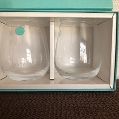 受渡確定【未使用】Tiffany ロゴ入りガラスタンブラー ペア 箱ありの画像