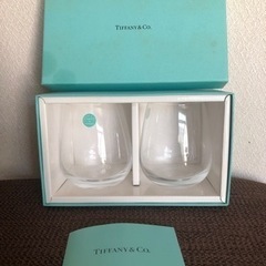 受渡確定【未使用】Tiffany ロゴ入りガラスタンブラー ペア 箱ありの画像