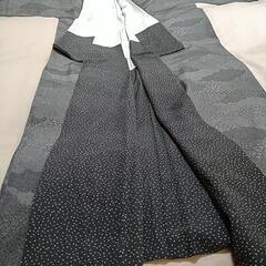 正絹　着物　黒総柄　仕立て上がりの画像