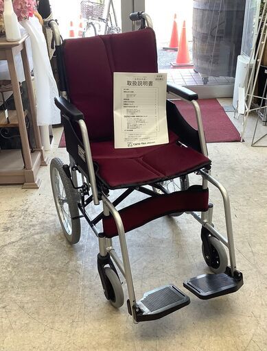 Care-Tec Japan ケアテックジャパン 車いす 自走式車いす 軽量 介助式 介護 折り畳み式 ワインレッド 取扱説明書・部品付き【ユーズドユーズ名古屋天白店】J2539