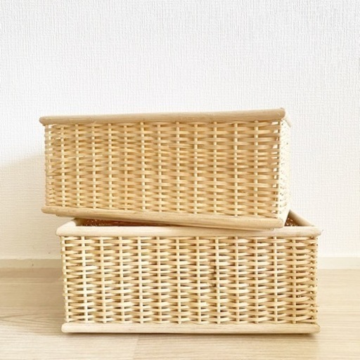 無印良品　重なるブリ材長方形バスケット
