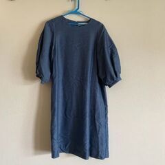 【あげます】ブルー膝丈ワンピース