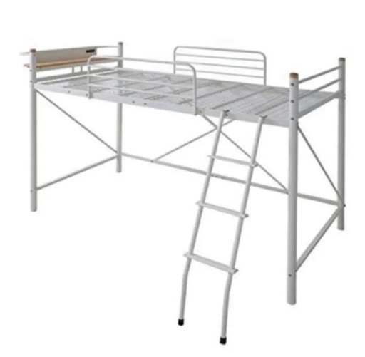 ロフトベッド　白　USBコンセント棚付き