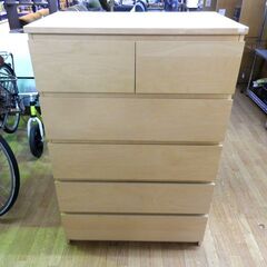 イケア 5段 チェスト マルム 幅80cm 奥行48cm 高さ123cm 引出し×6 木製