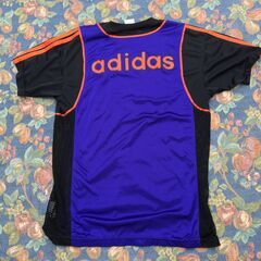 【古着】adidas半袖 Tシャツ メッシュ L-O パープル/オレンジ/ブラック スポーツウエアの画像