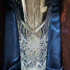 BOHEMIA ボヘミア LEAD CRYSTAL & KALI GLASS クリスタル 花瓶 フラワーベース 箱・栞付きの画像