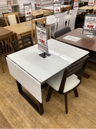 KE-5【新入荷　リサイクル品】ベンチダイニング4点セット　ブラウン×白