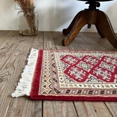 【新品】手織り ペルシャ絨毯 パキスタン ラグ 赤 red 玄関...
