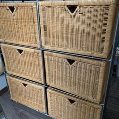 ♪籐籠6個アイアン収納棚♪