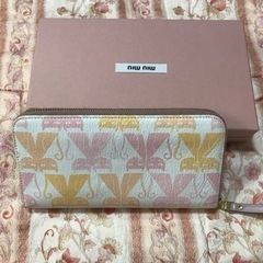 miumiu ミュウミュウ 長財布 MADRAS CAT PETALO ネコの画像