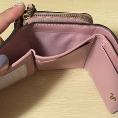 COACH コーチ 三つ折り財布 ミニ財布 ピンク 白 花の画像